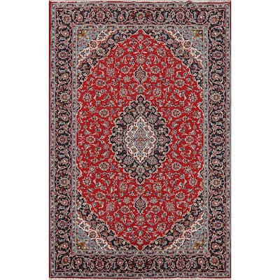 Mashad Turkish Area Rug Floral Red Machine Made Carpet - 6'10" x 9'9"