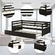 preview thumbnail 8 of 29, Black Metal Twin Size Trundle Platform Bed Frame with Wooden Slat Support and Space-Saving Design