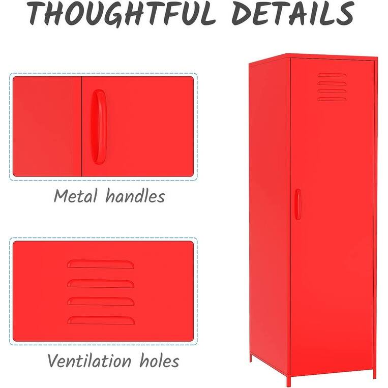 Metal Armoires Locker Cabinet for Kid with Hanging Rod and Shelves