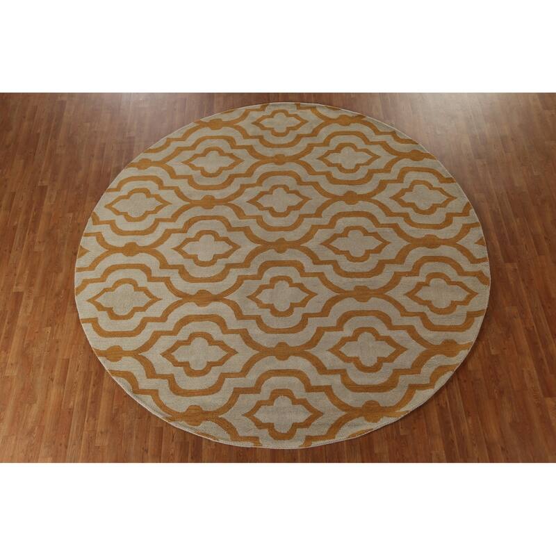 Contemporary Geometric Trellis Agra Oriental Wool Rug Hand-tufted - 10'0" x 10'0"