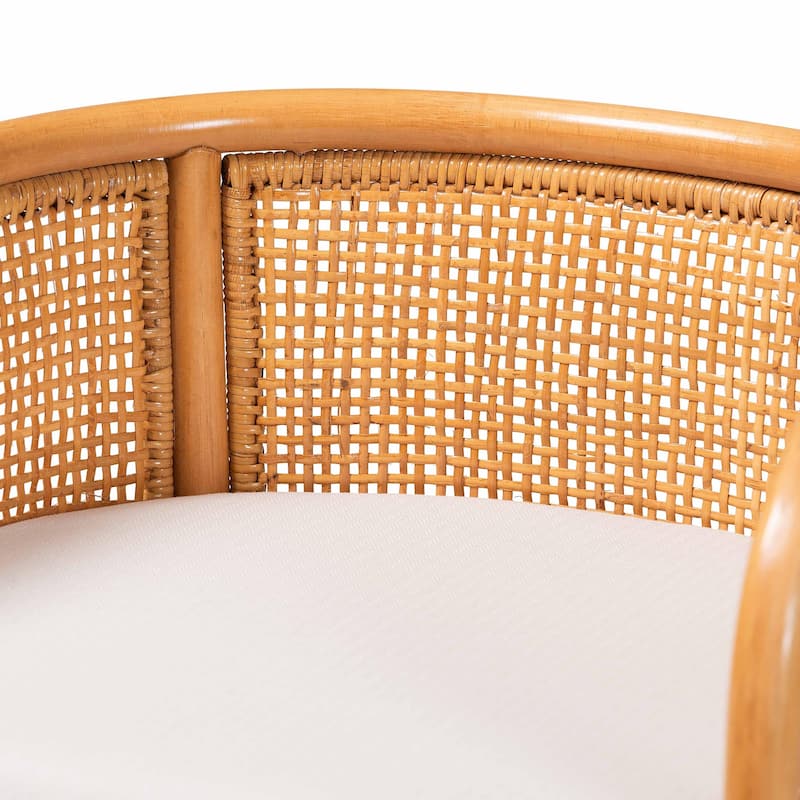 Aria Natural Rattan Counter Stool with Cushion - Handwoven Cane Counter Height Seating for Kitchen Island or Dining Area