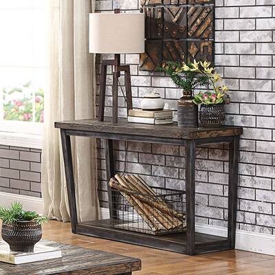 Furniture of America Imran Rustic Dark Oak Sofa Table