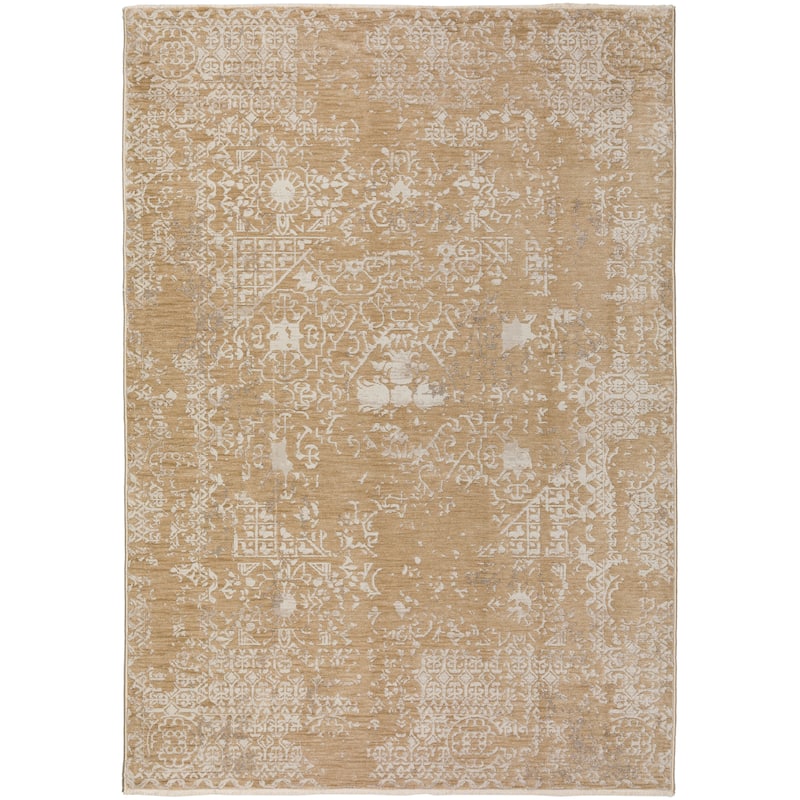 Nelson Vintage Distressed Oriental Medallion Machine Made Rug - 3' 3" x 5' 3" - Beige - Rectangle