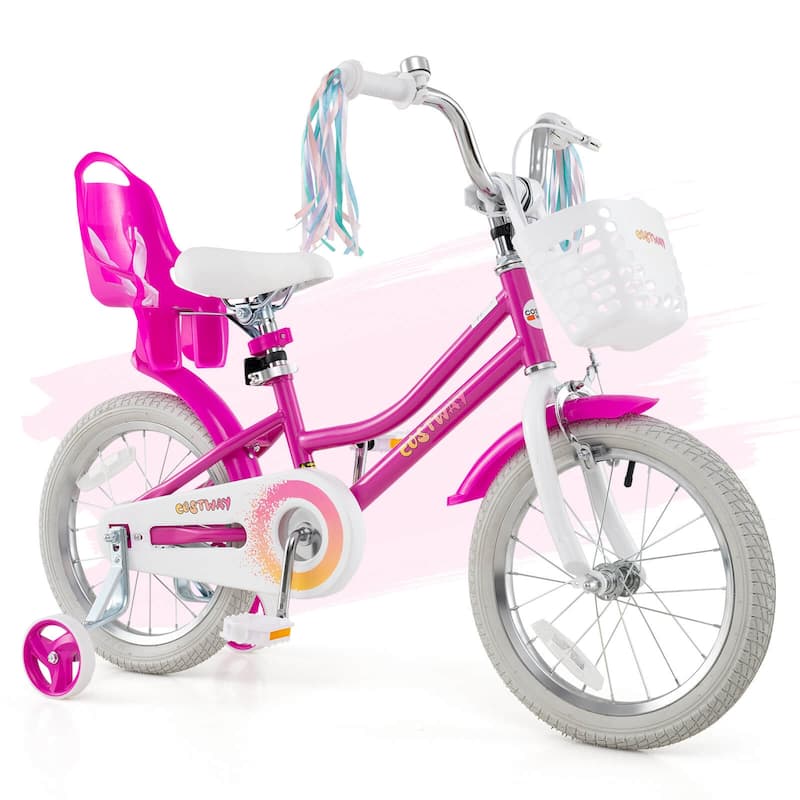 Costway 16" Kids Bicycle with Basket Doll Seat Colorful Streamers - See Details