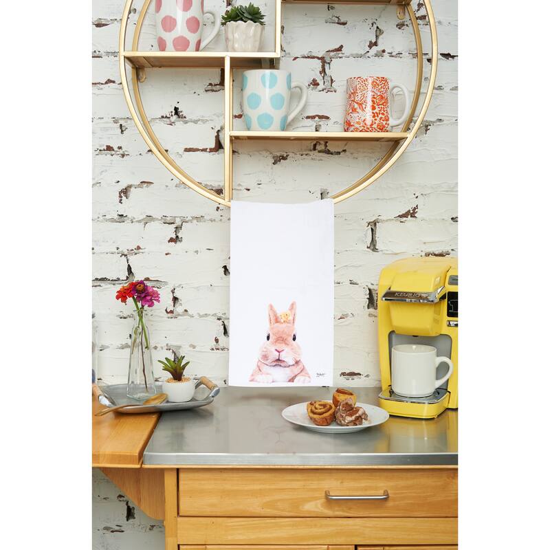 Bunny Rabbit & Duckling Easter Spring Theme Printed Flour Sack Kitchen Dishtowel
