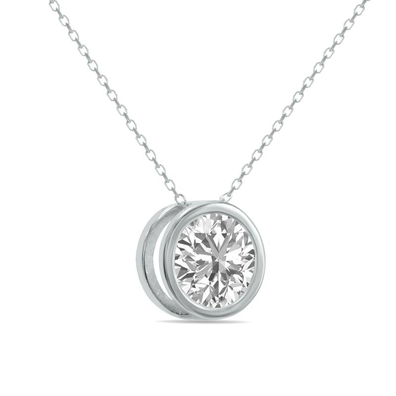 Marquee 2 Carat Lab Grown Diamond Bezel Pendant in 14K White Gold