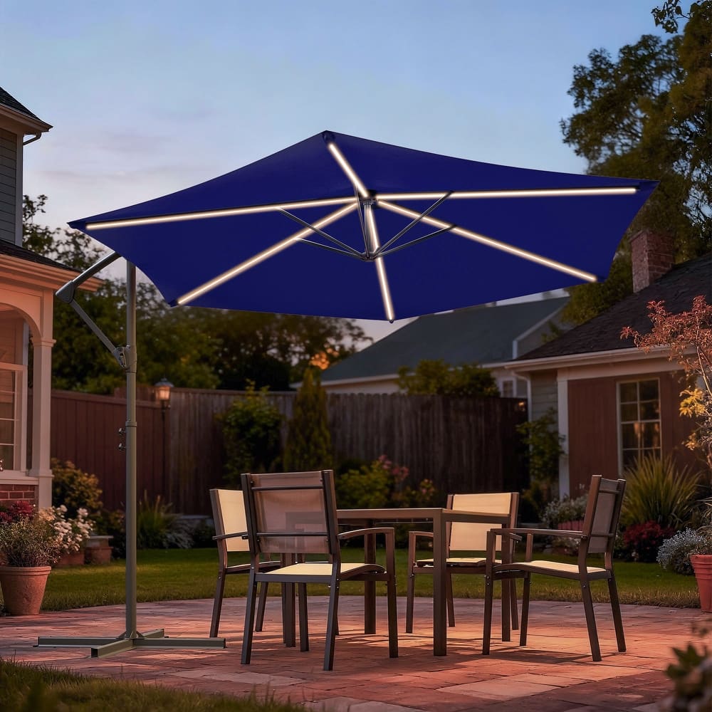 Sonkuki Outdoor 10FT LED lighted Patio Offset umbrella for Garden