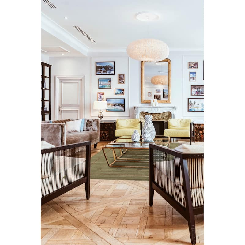 ECARPETGALLERY Hand Loomed Kashkuli Gabbeh Sage Wool Rug - 4'7 x 6'5