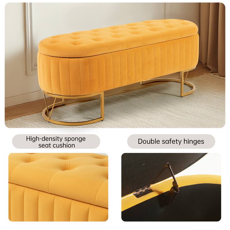 Velvet Storage Bench for Bedroom