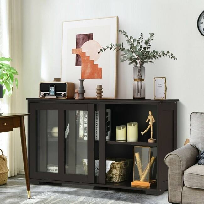 Sideboard Buffet Cupboard Storage Cabinet with Sliding Door - 42" x 13.0" x 24.5" (L x W x H)