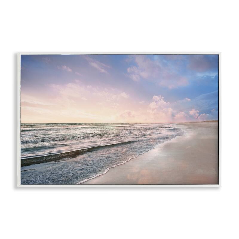 Stupell Receding Beach Shore Framed Giclee Art Design By Natalie Carpentieri - 30 x 20 - White