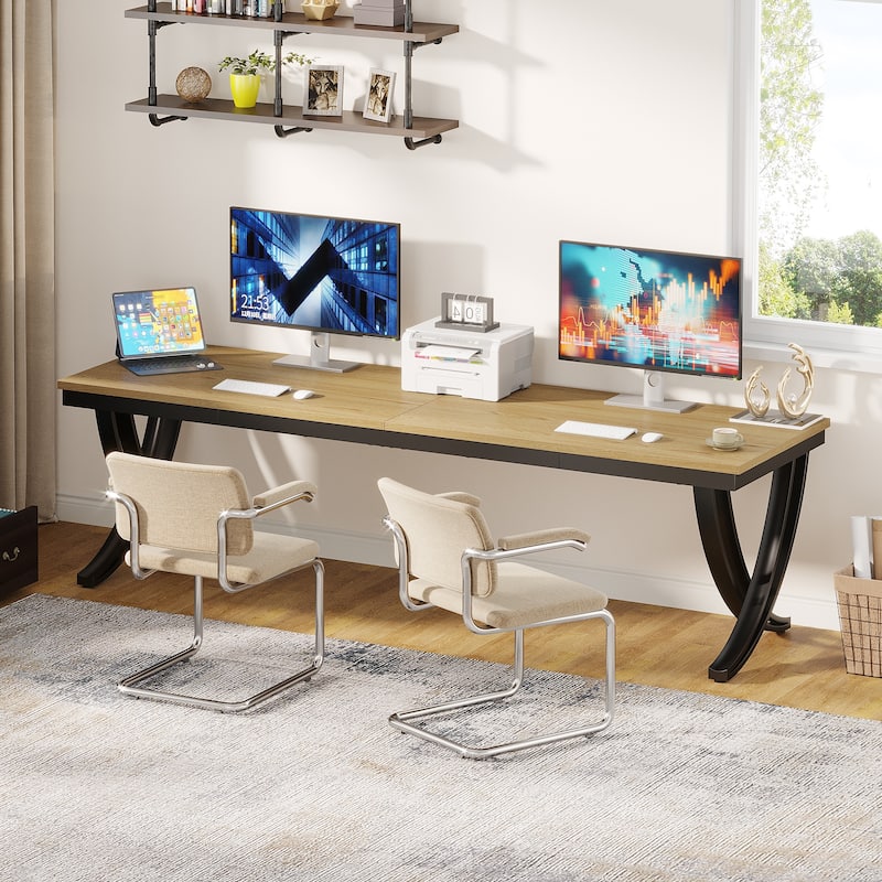 78.74" Extra Long Double Computer Desk with Metal Legs for Home Office