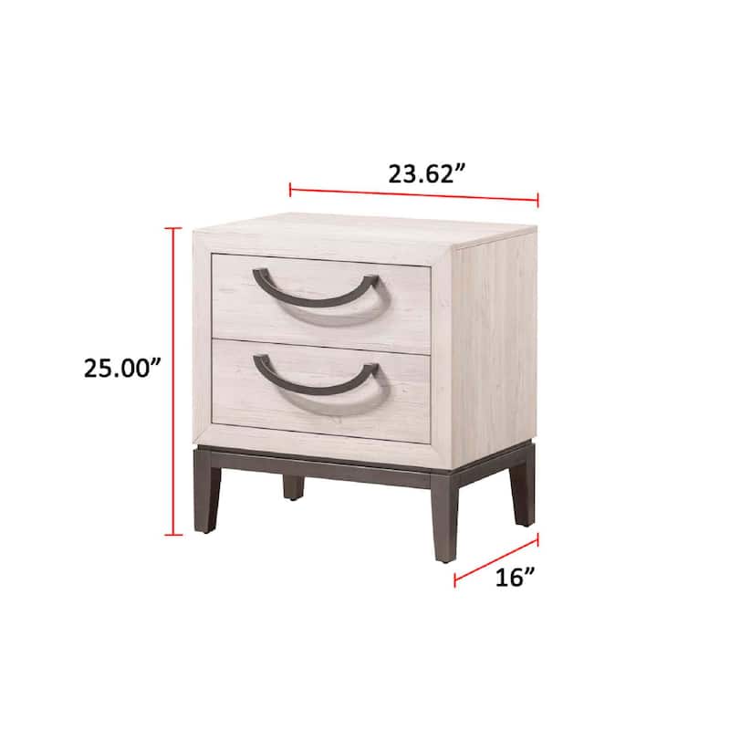1pc Nightstand 2- Drawers Storage Bedroom Furniture Solid Wood