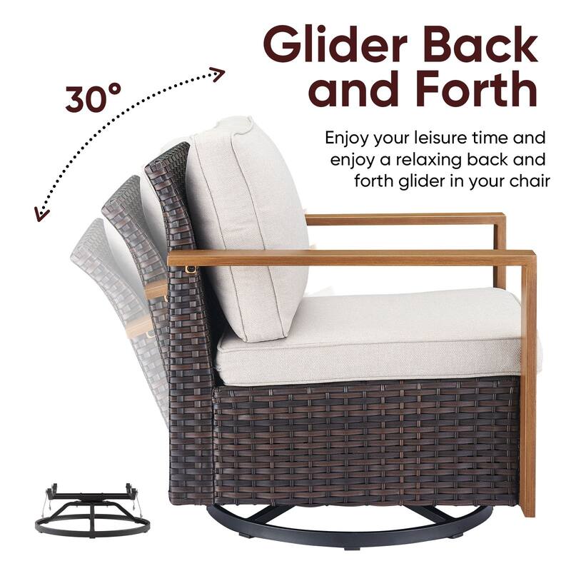 Outdoor Swivel Chair with Thick Cushion