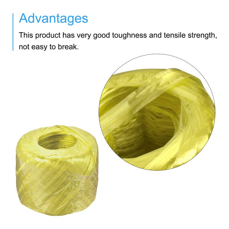 Polyester Nylon Plastic Rope Twine Bundled for Packing ,100m Yellow 2Pcs