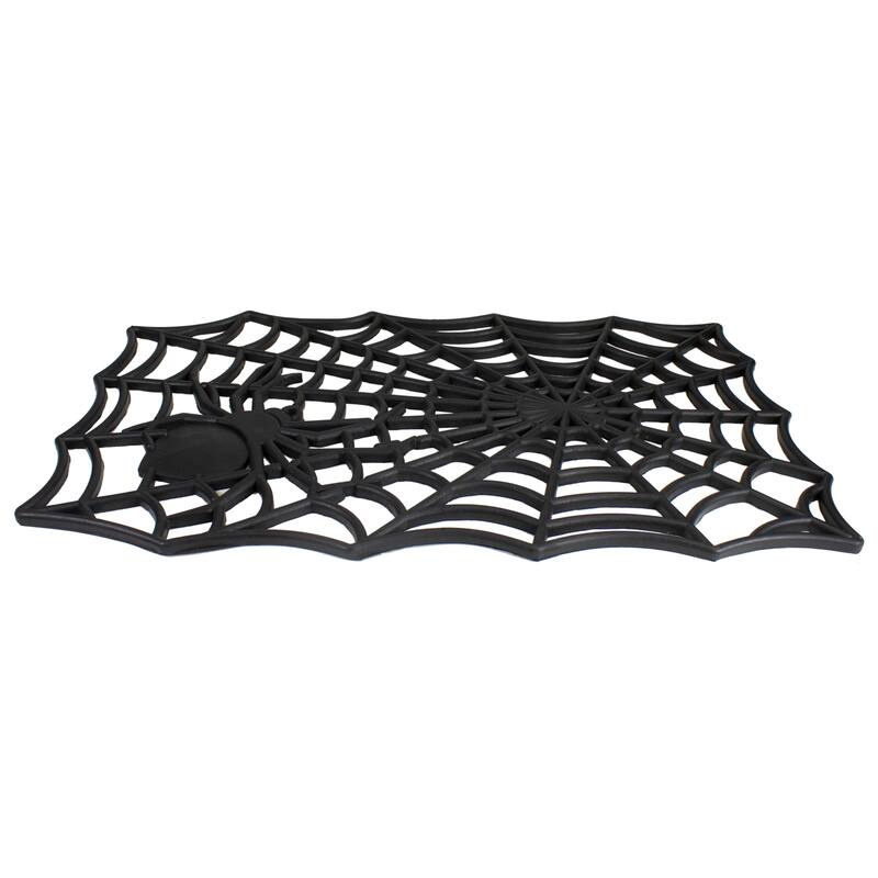 Spider Web Rectangular Halloween Doormat - Black - 18" x 30"