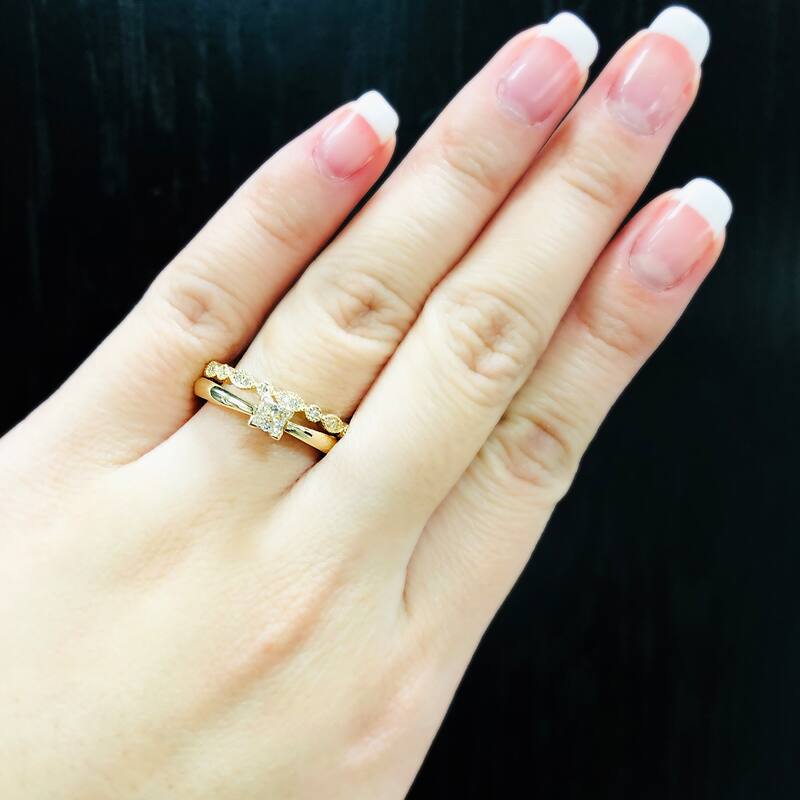 Auriya 14k Gold 1/2ctw Vintage Princess-cut Solitaire Diamond Engagement Ring Set