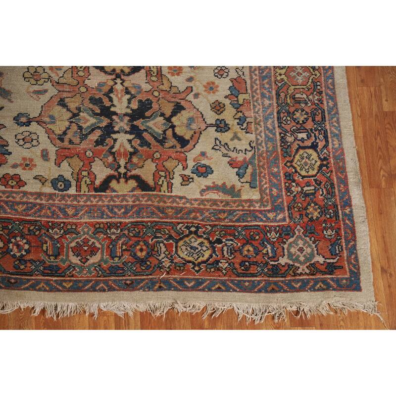Hand Knotted Oriental 100% Wool Carpet Traditional Floral Beige & Ivories Sultanabad Area Rug - 11' 10'' X 8' 8''