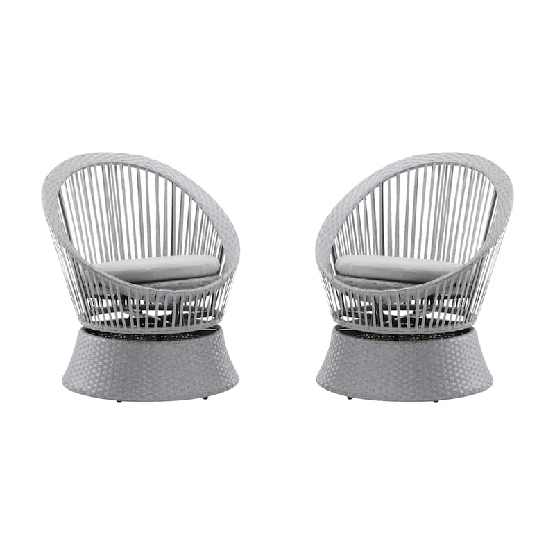 Roomfitters Swivel Wicker Lounge Chair, Modern Rattan Accent Chair with Cushion for Patio Balcony Living Room