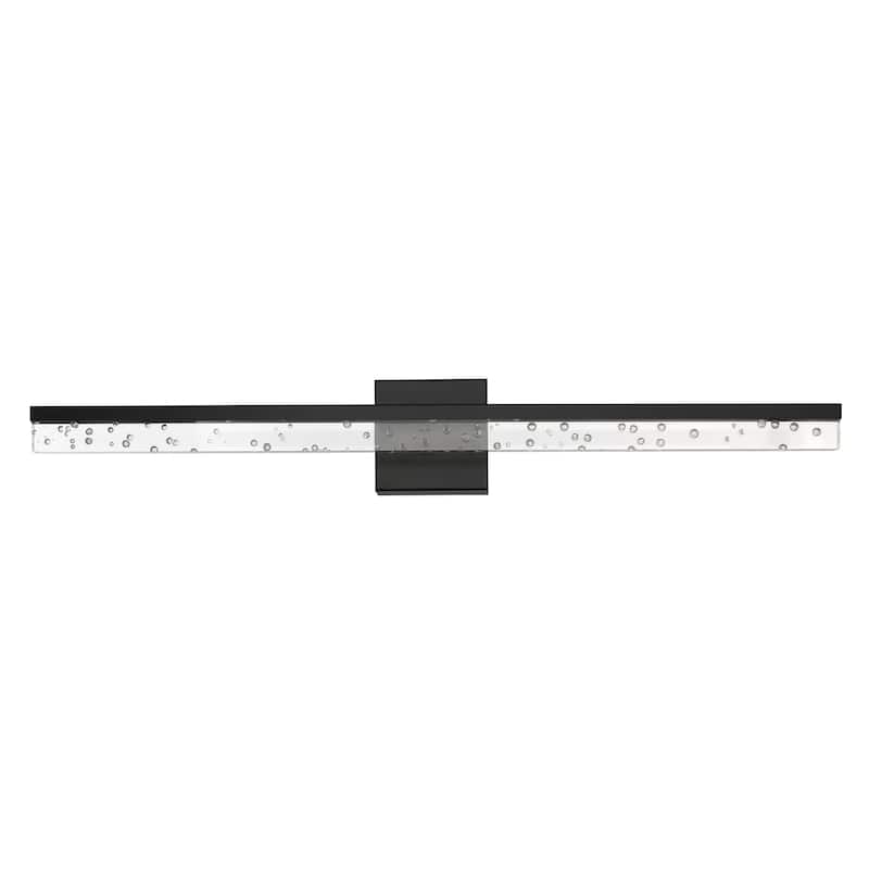 Baxter 22" 1-Light Modern Contemporary 360-Degree Rotatable Iron/Seeded Acrylic Integrated LED Vanity Light, by JONATHAN Y
