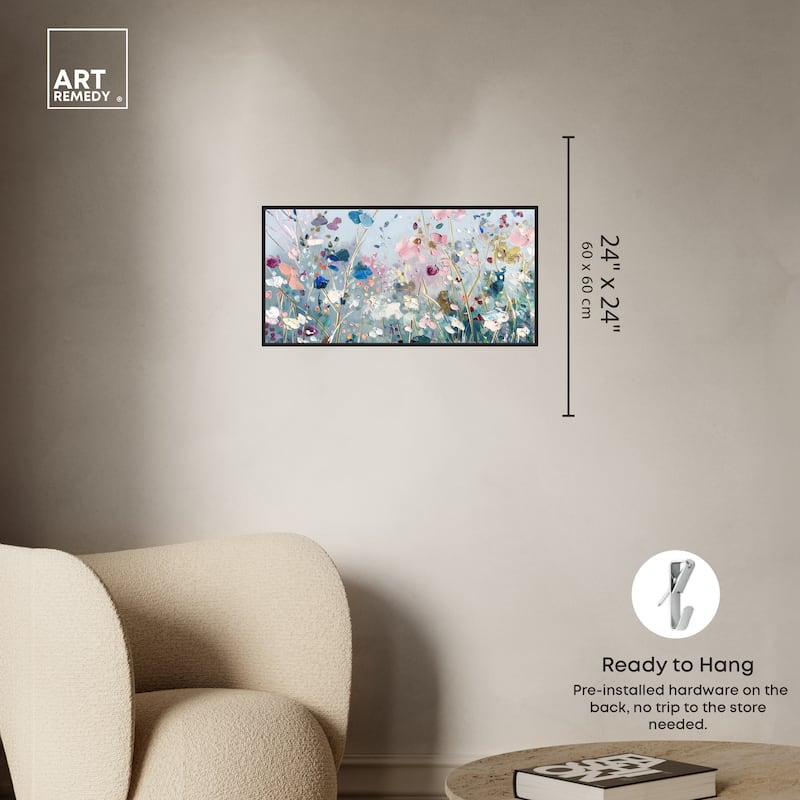 Art Remedy Blue Forest Ii Framed Floral Fine 1 Piece Canvas Wall Art