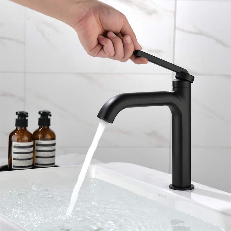 Modland 9''H Bathroom Sink Faucet Single Hole Singel Handle, Black/Gold