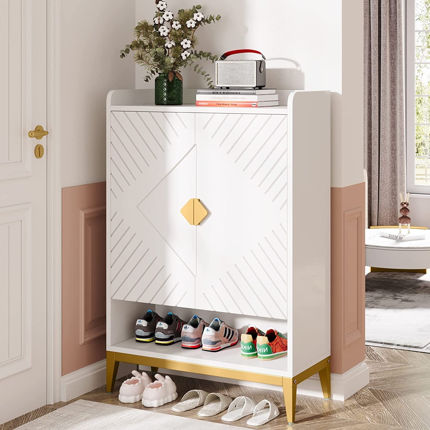 6 tier Shoe Cabinet with Doors 25 Pair Adjustable Shelves