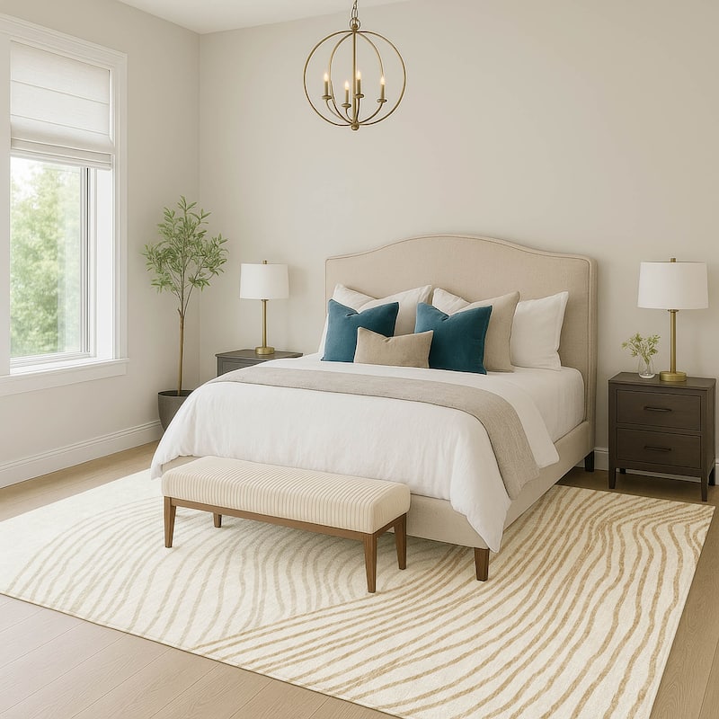 Machine Washable Indoor/ Outdoor Modern Arches Chantille Rug