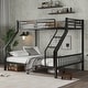 preview thumbnail 2 of 30, Metal Bunk Bed with Ladder and Metal Slats Support, Storage Underneath, Heavy Bunk Beds, Black Bed Frame, No Box Spring Needed