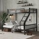 preview thumbnail 1 of 8, Twin XL Over Queen Metal Bunk Bed with Ladder and Slats Support for Adults Teens, Black, (Old SKU W2580S00003) Black