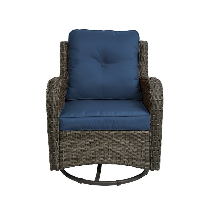 Outdoor Rattan Wicker Swivel Rocking Chair With Cushions