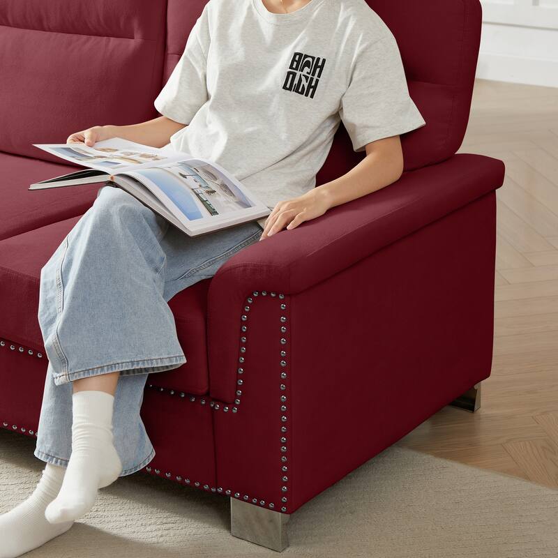 GDFStudio - Modern Snowfleece 3-Seater 82" Sofa with Rolled Arms