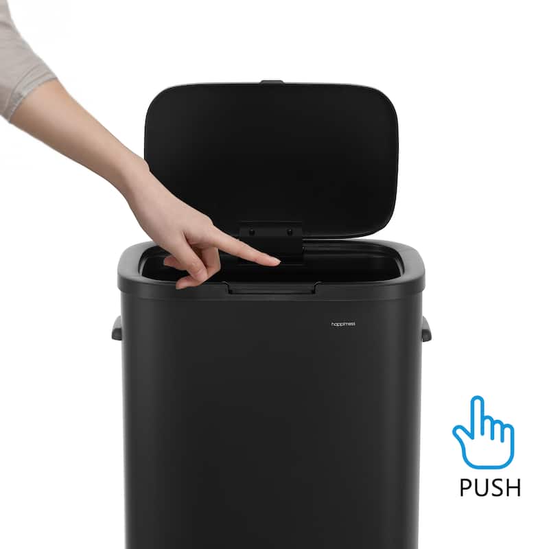 happimess Tammi Kitchen 14.5-Gallon Slim Metal Push Button Trash Can