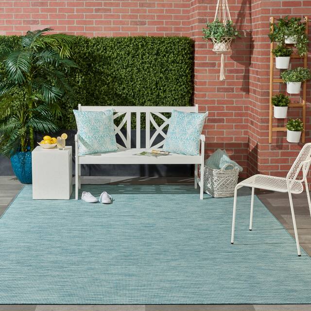 Nourison Positano Ombre Casual Modern Indoor/Outdoor Rug - 9' x 12' - Aqua