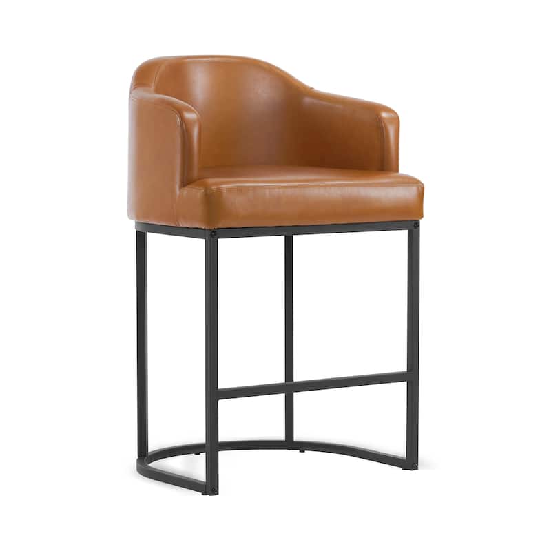26.in Modern Set of 4 Barstool Fabric/Leather Upholstered Counter Height Stool with Metal Frame for Kitchen Island