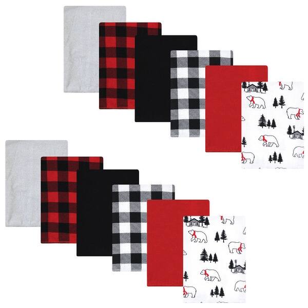 slide 1 of 1, Hudson Baby Infant Boy Cotton Flannel Burp Cloths Bundle, Buffalo Plaid Bear, One Size - Buffalo Plaid Bear - One Size One Size - Buffalo Plaid Bear