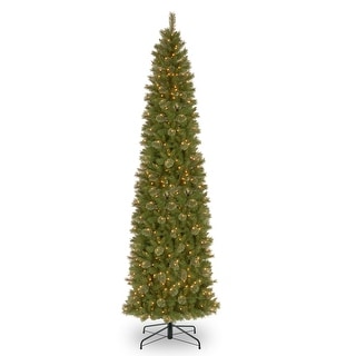 9 ft. Pre-Lit Tacoma Pine Pencil Slim Tree with Clear Lights