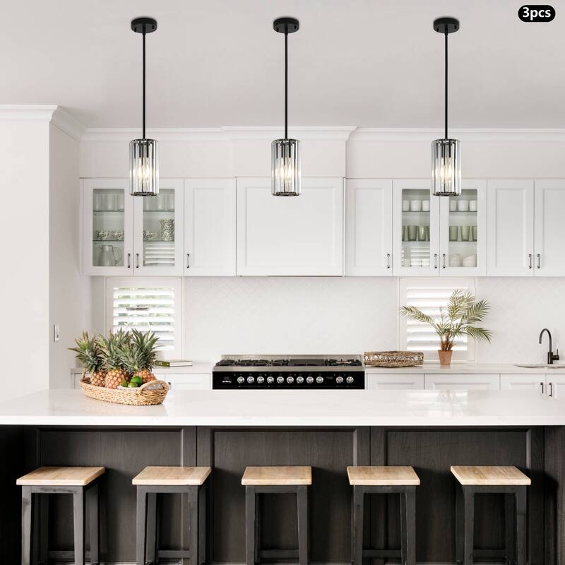 3-Pack Modern Crystal Pendant Lights for Dining Room, Bedroom, Foyer and Hallway
