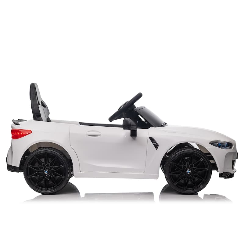 12V Licensed BMW M4 Kids Electric Ride-On Car with Remote Control, Bluetooth & LED Lights - White