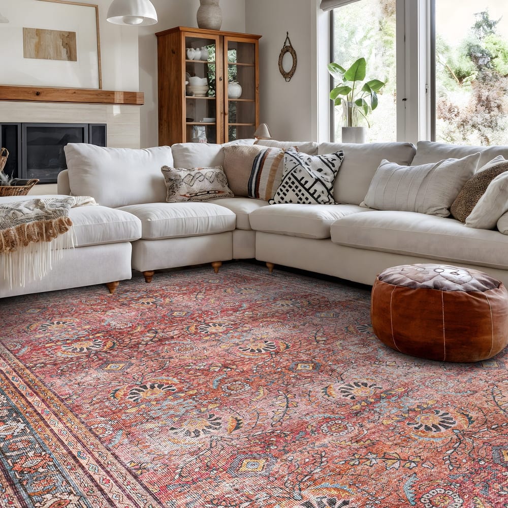 World Rug Gallery Vintage Inspired Machine Washable Non Slip Area Rug