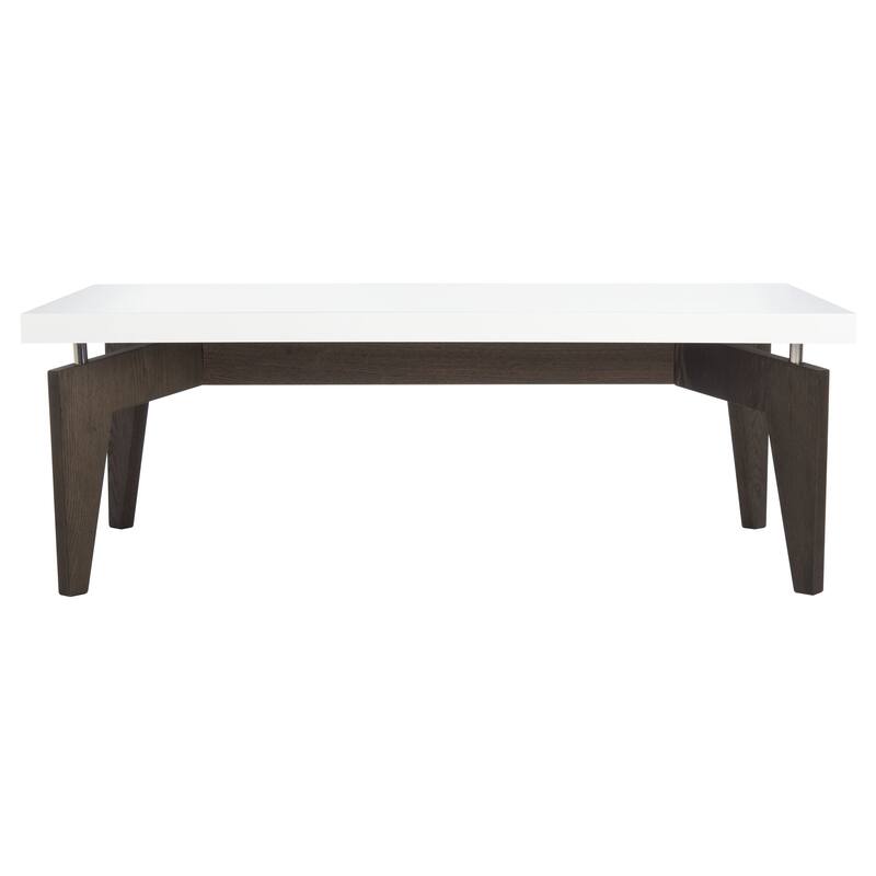 SAFAVIEH Jeri Mid-Century Modern White/ Dark Brown Lacquer Coffee Table - 43.3" x 23.6" x 15" - 43Wx24Dx15H - White