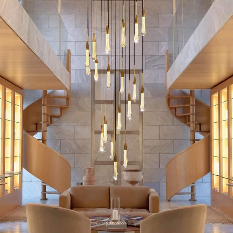 KAYLA Raindrop Chandelier, Modern Glass Pendant Light, Bulb Included