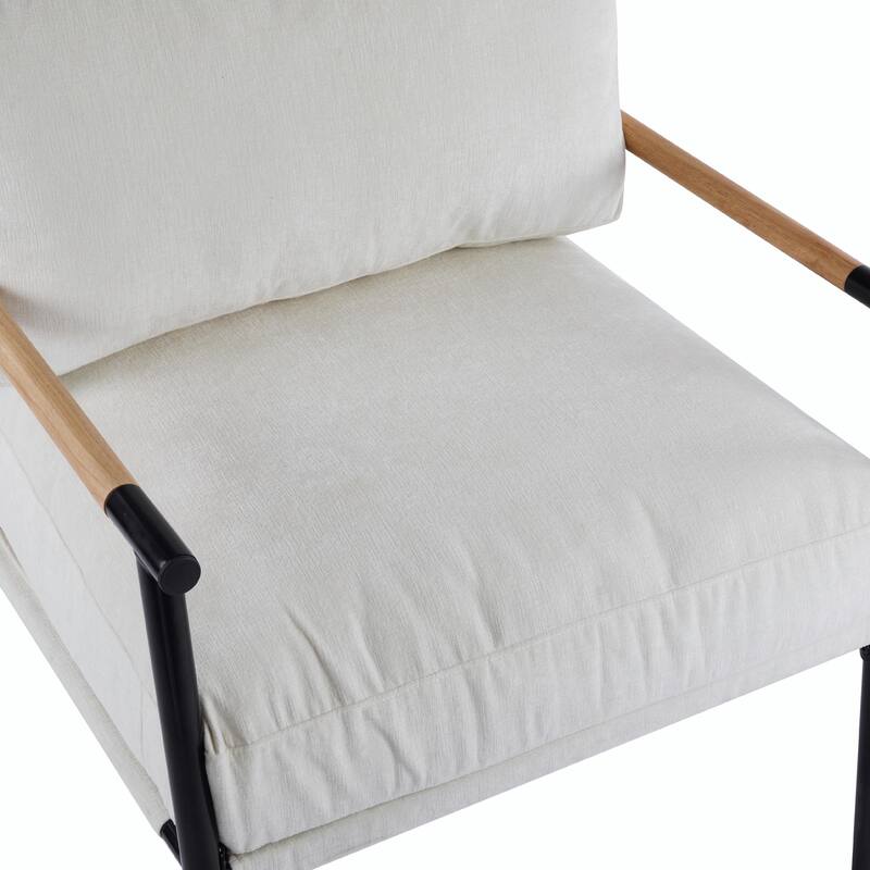 Minimalist Armchair - Soft Cushions, Wood/Metal Design, Compact