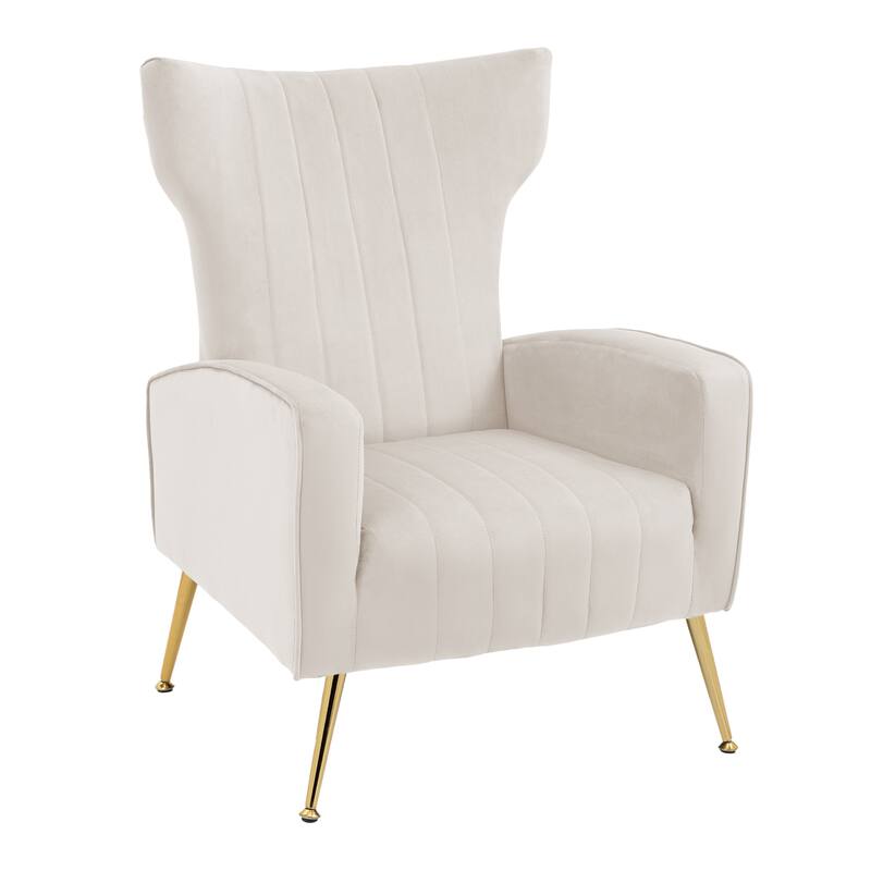 2 Set Velvet Wingback Accent Chairs with Metal Legs for Living Room