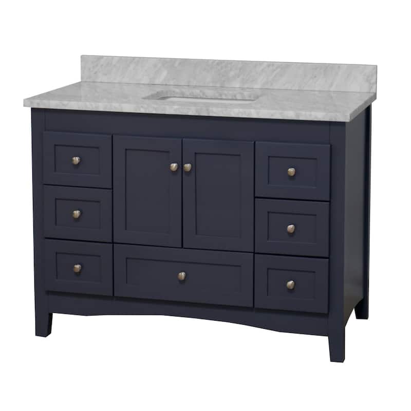 KitchenBathCollection Abbey 48" Bathroom Vanity with Carrara Marble Top