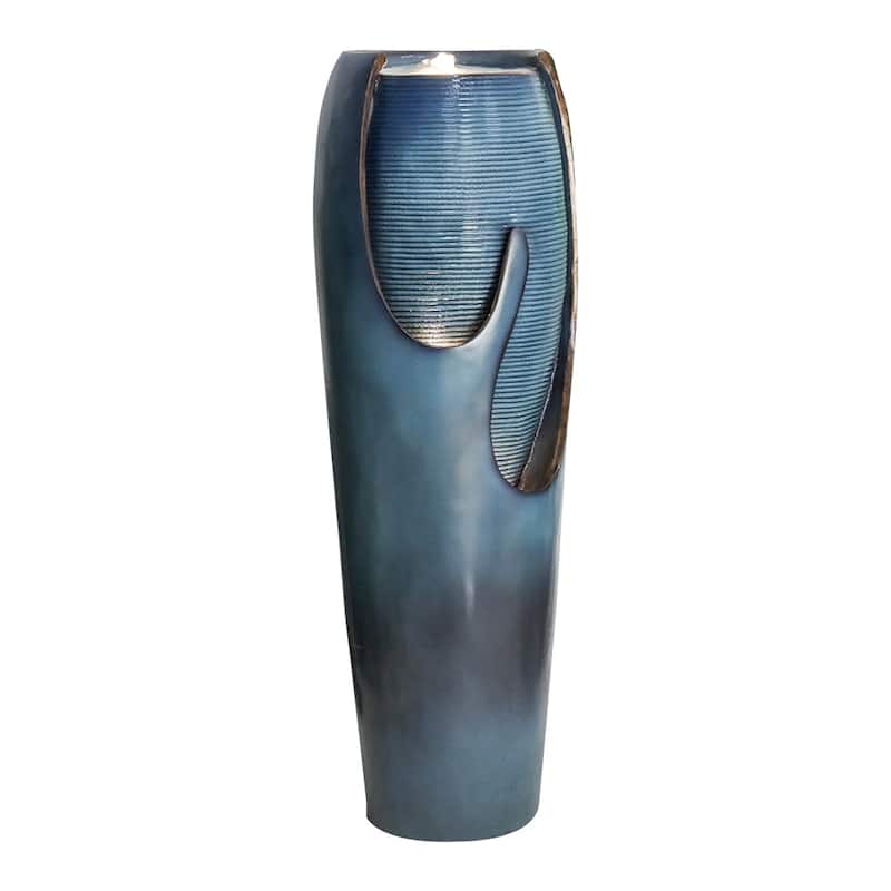 38.7-Inch H Outdoor Vase Water Fountain w/LED Light for Yard Art Decor
