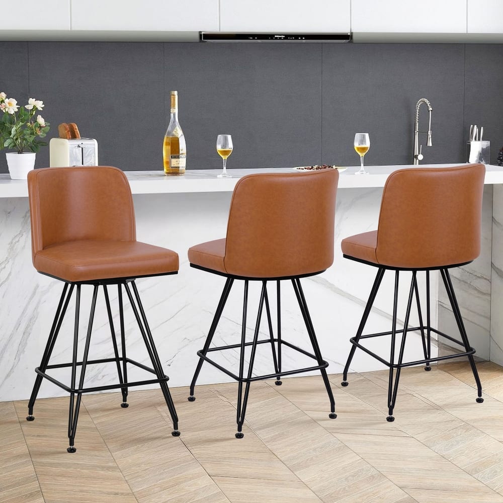 26" Upholstered Swivel Counter Height Bar Stools Set of 2/3/1 - 38.2"H x 17.7"W x 19.1"D