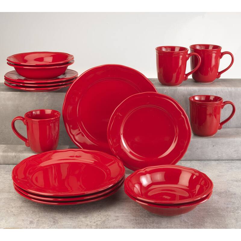Euro Ceramica Siena 16 Piece Dinnerware Set - Red - Service for 4