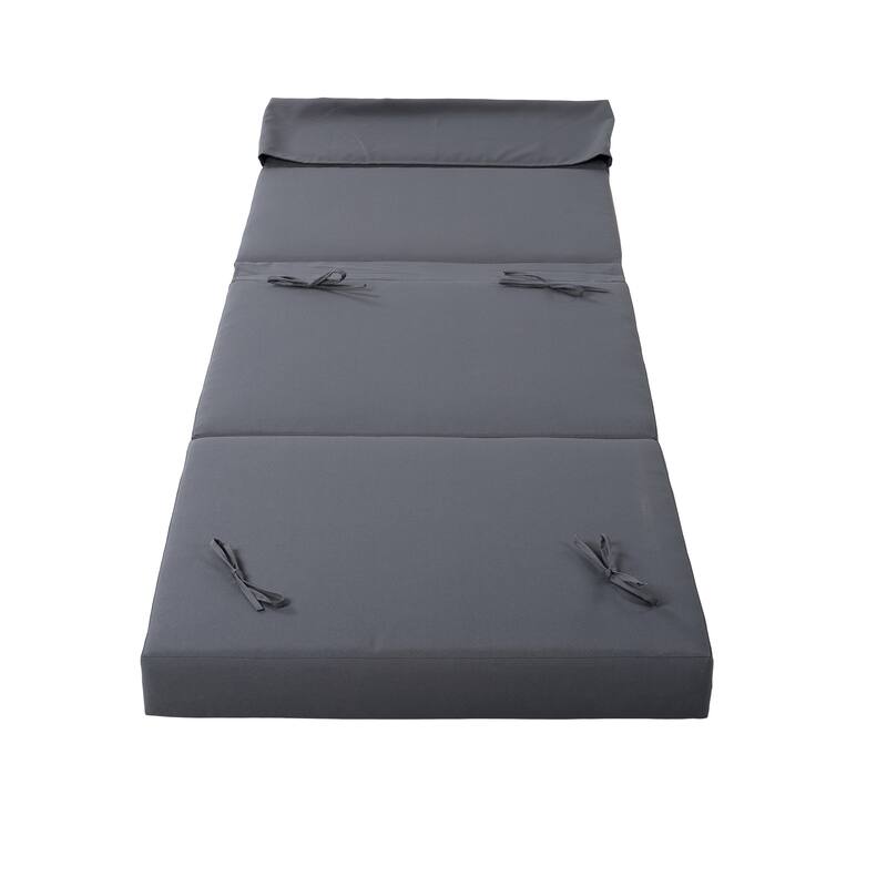 Outdoor Patio Lounge Chair, Adjustable Recliner with Headrest and Retractable Side Tray