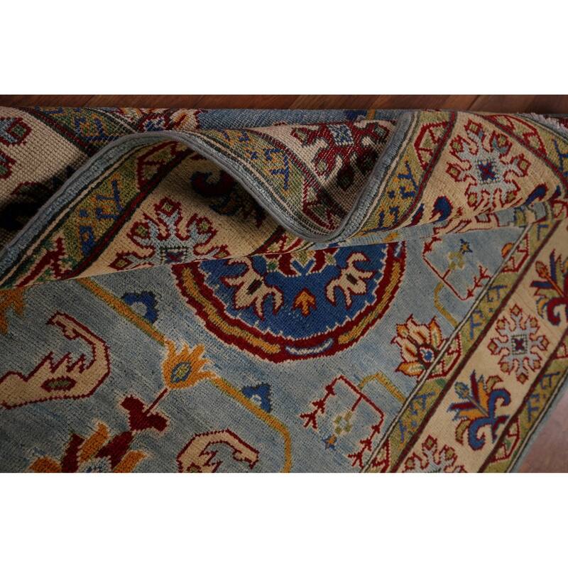 Light Blue Kazak Oriental Accent Rug Hand-Knotted Wool Carpet - 3'6" x 5'4"
